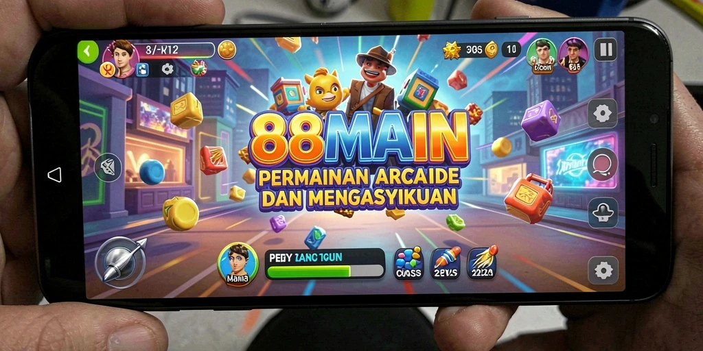 Tampilan gameplay seru dari 88MAIN dengan berbagai karakter dan level.