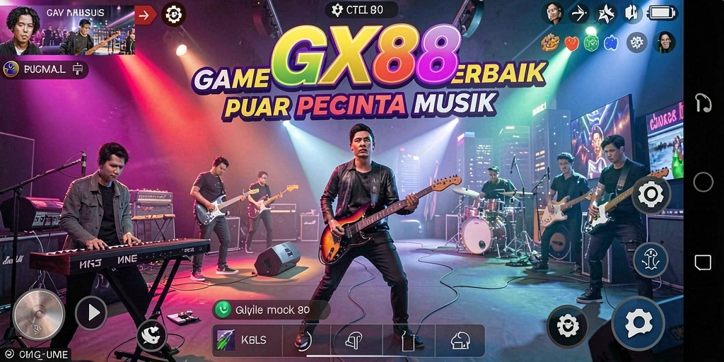 Tangkapan layar gameplay <strong>GX88</strong> yang menampilkan antarmuka permainan musik.