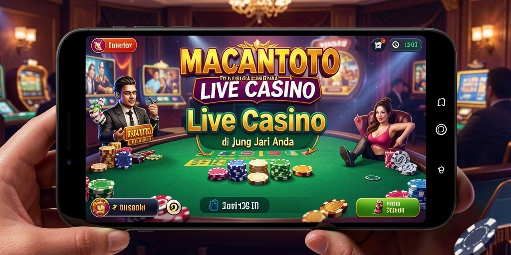 Tampilan screenshot utama MACANTOTO yang menampilkan dealer dan pemain dalam permainan Live Casino.