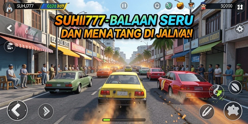 Screenshot gameplay SUHU777 yang menampilkan aksi balapan mendebarkan.